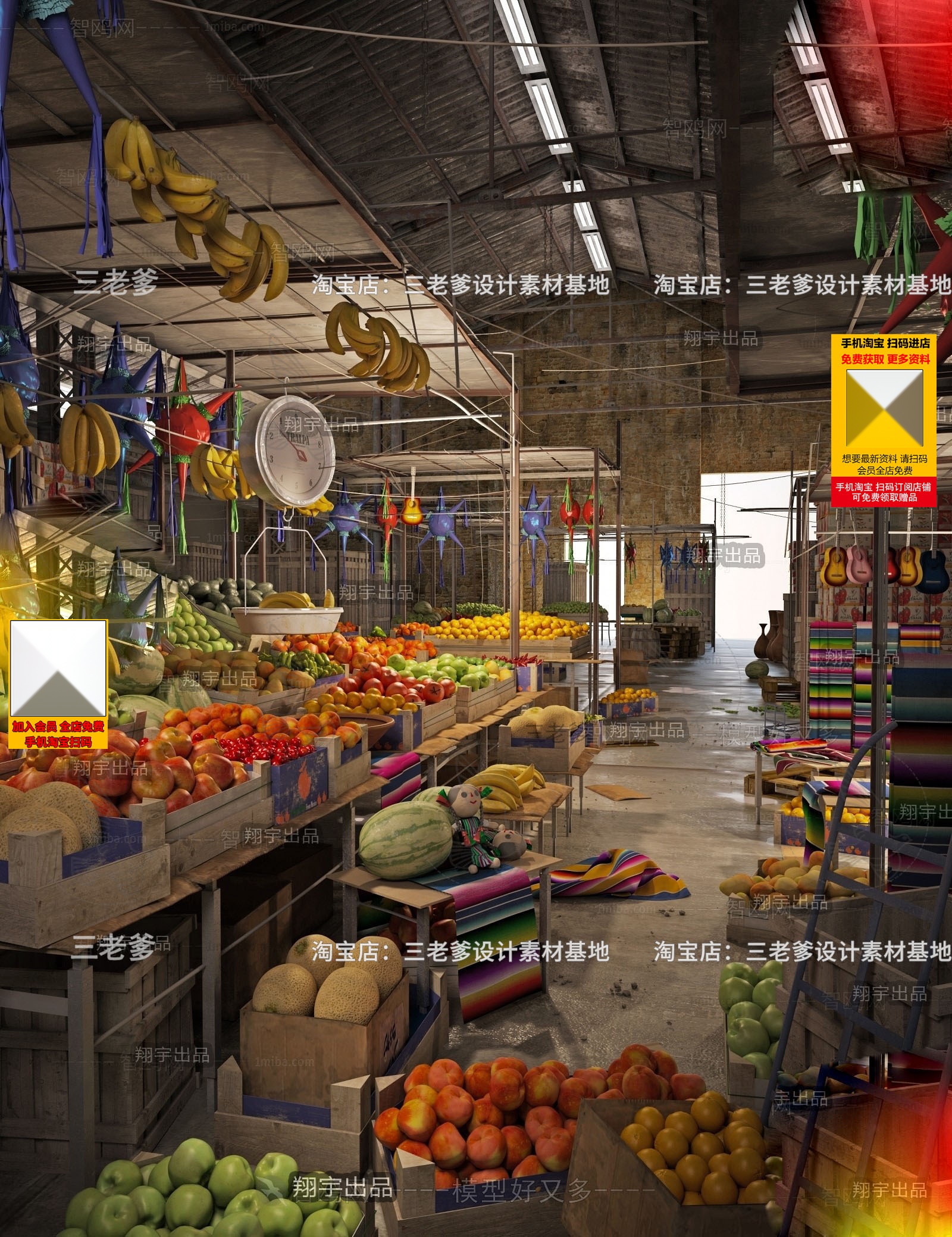 3D Market Fruit Stall Design_0137