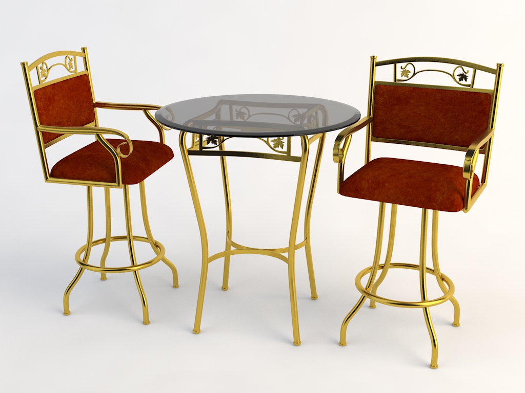 Gold metal table and chair combination_0183
