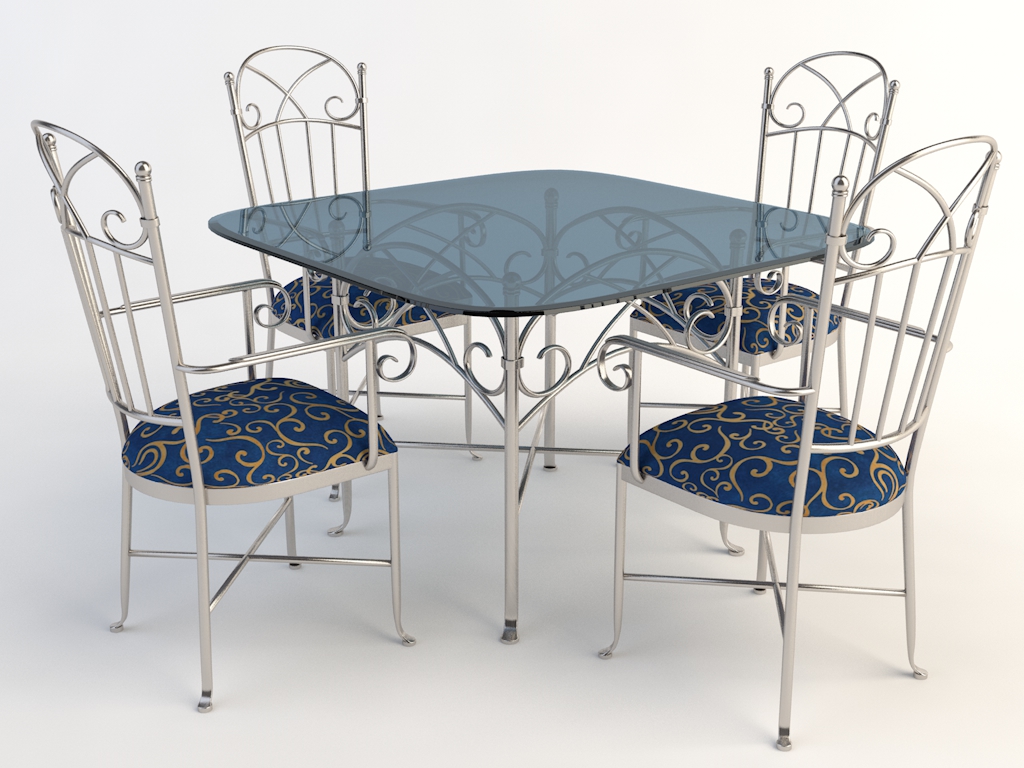 Elegant metal dining table and chair combination_0061